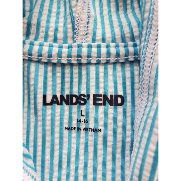 LANDS' END LARGE UPF 50 SEERSUCKER HOODED ZIP-FRONT RASH GUARD - Picture 5 of 7